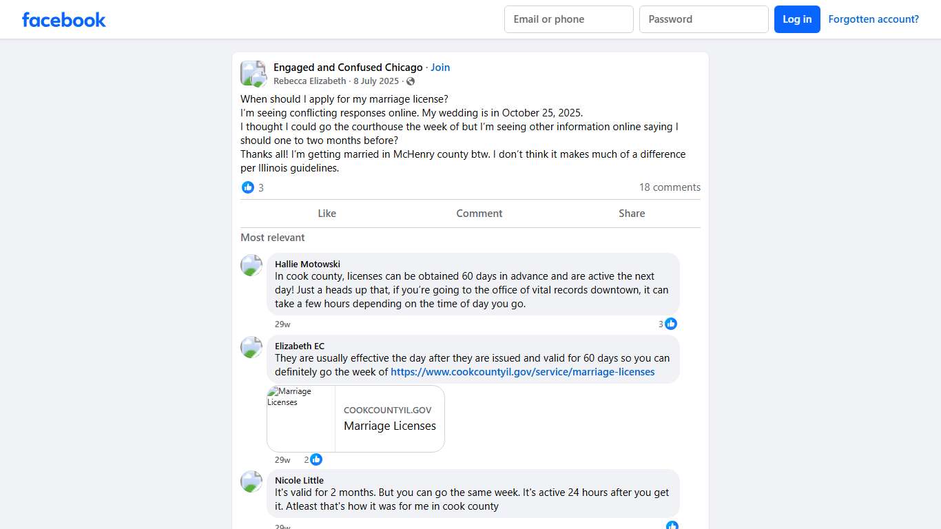 Engaged and Confused Chicago When should I apply for my marriage license Facebook